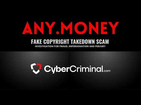 Any.Money - Investigation for Fraud, Impersonation and Perjury – Fake Copyright Takedown Scam