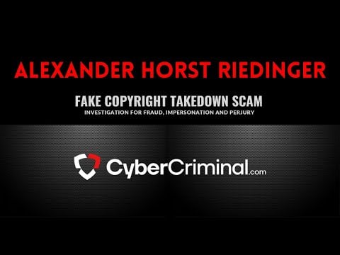 Alexander Horst  - Investigation for Fraud, Impersonation and Perjury – Fake Copyright Takedown Scam